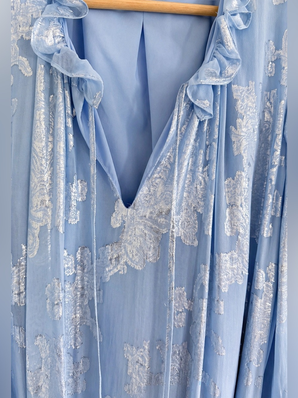 Kobi Halperin Kathryn Metallic Jacquard Midi Dress Blue XXL New - Picture 8 of 13